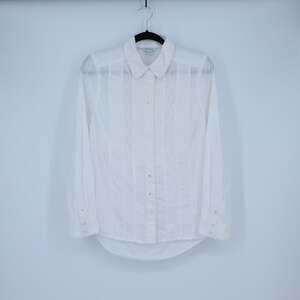Sundance Pintuck Button Front Blouse White Cotton Lace Trim Cottage Women's M